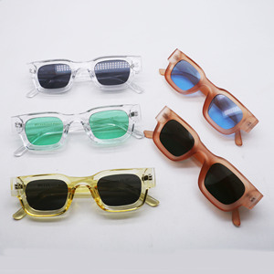 Lmamba 2288 Hot Selling Custom New Square Plastic Gradient Orange <b>Blue</b> Shade Retro Trend Thick <b>Sunglasses</b> 2024 High Quality - Product Image 2