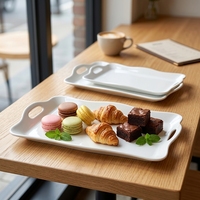 Plateau rectangulaire en mélamine avec poignées, 38 x 25 cm, 15 pouces, pour la présentation de pâtisseries et de produits de boulangerie