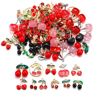 DZ021 rojo negro cereza encanto acrílico estéreo esmalte DIY encantos para bolsa pendiente collar joyería hacer colgante hecho a mano W428 - Product Image 4