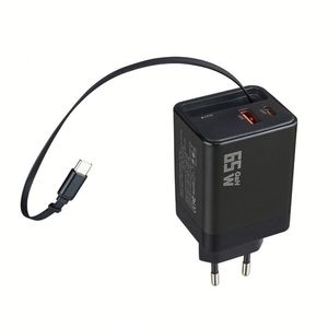 65W GaN USB C Charger Block with Retractable Type C Cable Dual Port Travel Fast Charging Adapter PD 3.0 Function for Laptop - Product Image 5