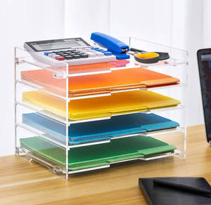 Khay Đựng Giấy Hồ Sơ Trong Suốt Bằng Nhựa <span class=keywords><strong>Acrylic</strong></span> Và Khay Thư Cho Gia Đình Văn Phòng Trường Học Phụ Kiện Để Bàn Có Thể Tháo Rời Giá Đựng - Product Image 2