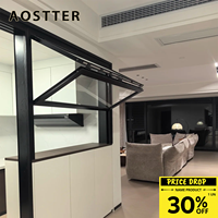 Fenêtre pliante en aluminium AOSTTER, étanche, sur mesure, avec poignées sécurisées, double vitrage Low-E, mécanisme de levage supérieur