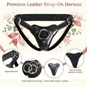Arnés con Dildo para Mujeres y Hombres, Dildo para Pegging, Cinturón de Cuero Ajustable para Cintura y Muslo con 3 Anillos Metálicos de Diferentes Tamaños - Product Image 3