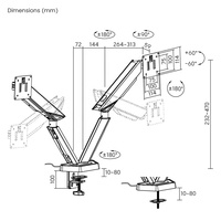 Bras de moniteur mécanique à ressort double ultra large robuste LDT93-C024L 17-38 pouces 16 kg avec éclairage RVB pour jeux