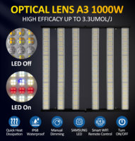 2024 nouvelle mise à niveau 1000w lentilles optiques led élèvent la lumière 3300umols diodes spectre complet pour plantes d'intérieur serre veg bloom