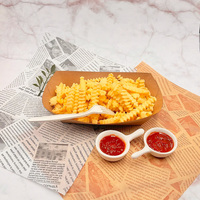 Contenitore per Snack Biodegradabile Usa e Getta, Vassoio in Carta Aperto, Piatto per Patatine Fritte, Vassoio a Forma di Barca in Carta Kraft per Asporto