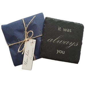 Posavasos Cuadrados de Pizarra Negra Modernos y Ecológicos, Personalizables con Grabado e Impresión UV, Directo de Fábrica - Product Image 1