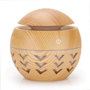 Wood Grain Round Humidifier Mini USB Powered Home Office Desk Night <b>Light</b> 2-8 Hour <b>Timer</b> Less Than 0.5L Capacity - Product Image 1