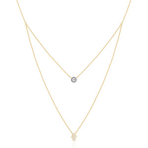 Collar de Plata de Ley 925 CANNER con Piedra de Ojo Turco Azul, Colgante de Circonita 5A, Collar de Doble Cadena para Mujer, Joyería - Product Image 1