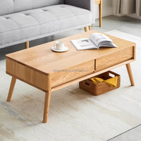 I3075 Table basse réglable en chêne massif de style nordique minimaliste-Couleur naturelle