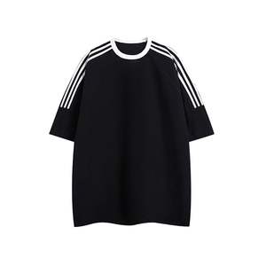 T-Shirt da Uomo in Cotone Vestibilità Ampia con <span class=keywords><strong>Spalle</strong></span> Cadenti, <span class=keywords><strong>Tre</strong></span> Strisce, Tinta Unita, Maglietta Neutra a Basso Prezzo per Ordini all'Ingrosso in Africa, America Latina e Asia - Product Image 4