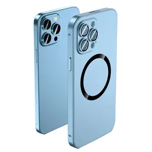 Originele Kleur Cover Aluminium Metalen Frame Glazen Lens Telefoonhoes Voor Iphone 12 13 14 15 Pro Max Magnetisch Draadloos Opladen