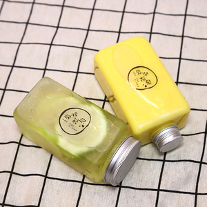 Wholesale Custom PET <b>Plastic</b> Square <b>Empty</b> Juice <b>Bottles</b> 350ml 500ml <b>Plastic</b> Hip Flask <b>Bottle</b> with Cap - Product Image 3