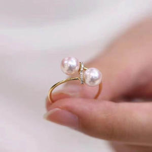 อุปกรณ์ทำเครื่องประดับเงินแท้ S925 ขาตั้งเปล่าสำหรับแหวนไข่มุกคู่ พร้อมลูกปัดกลมขนาด 7-9 มม. รุ่น 10474 - Product Image 1