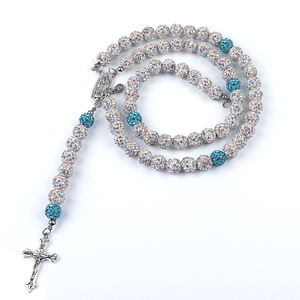 <span class=keywords><strong>Collana</strong></span> Bling Bling Bling Disco Ball <span class=keywords><strong>collana</strong></span> rosario religioso di alta qualità con rosario <span class=keywords><strong>rosa</strong></span> bianco e <span class=keywords><strong>perline</strong></span> da donna - Product Image 1