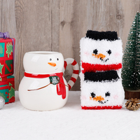 BespritGift Offre Spéciale – Ensemble Cadeau de Noël Original : Tasse à Café en Céramique 3D Motif Bonhomme de Neige Mignon et Chaussettes – Idéal pour la Promotion de Noël