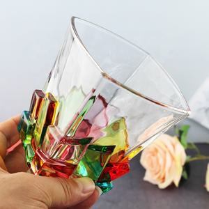 ويسكي زجاجي حديث منقوش إبداعي مياه الشرب ويسكي ملون بألوان يدوية كريستال إيطالي - Product Image 3