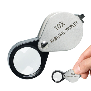 Lupa de Joyería 10X Hasting de Alta Calidad, Mini Lente Triple Portátil, Cuerpo de Acero Inoxidable, Diseño Plegable, Tamaño de Bolsillo - Product Image 1