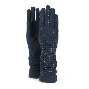 Fabriqué en Italie Gants pour femmes Gants de mode Gants en tissu avec strass. Étincelant et pour les occasions élégantes. Tissu extensible - Product Image 1
