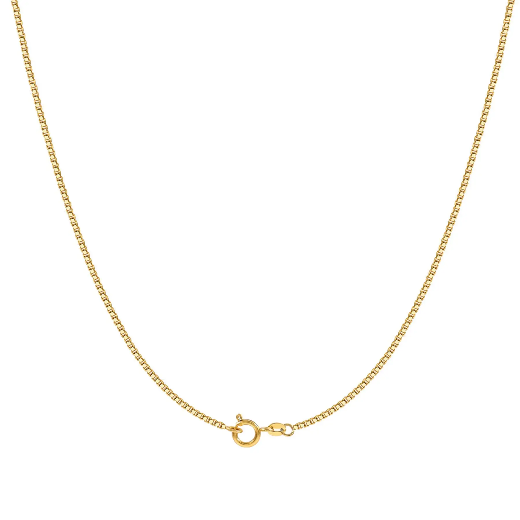 Thin Gold Chain Necklace 1.0mm Width Box Chain Stainless Steel 18K Real Gold Plated Necklace For Women Men