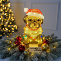 Luce LED 3D a Forma di Cane Pug Natalizio, Cucciolo con Cappello di Babbo Natale in Acrilico, IP44 Impermeabile, Decorazione da Giardino per Esterni
