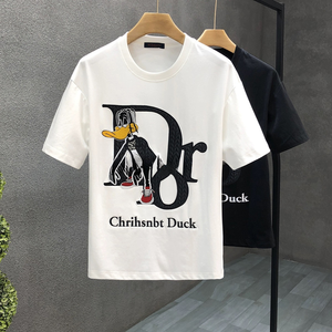 Camiseta tipo waffle personalizada OEM para hombre, manga regular, cuello trasero, <span class=keywords><strong>ropa</strong></span> de verano moderna, jersey informal elegante en blanco - Product Image 3