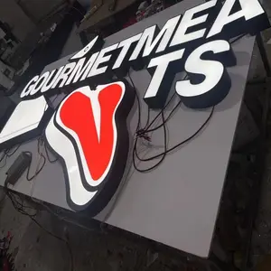 Letras de canal iluminadas personalizadas Tienda iluminada Señal frontal de tienda al aire libre Nombre comercial en la pared Letrero de edificio de restaurante