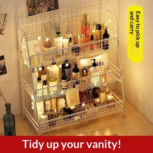 Boîte <span class=keywords><strong>de</strong></span> rangement pour cosmétiques <span class=keywords><strong>de</strong></span> célébrités d'<span class=keywords><strong>Internet</strong></span>, à trois niveaux, autoportante, sans installation, pour coiffeuse, soins <span class=keywords><strong>de</strong></span> la peau, toilettes, bureau - Product Image 2