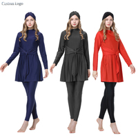 Maillot de bain musulman personnalisé de haute qualité en gros, 3 pièces, burkini à manches longues, maillot de bain islamique modeste couvrant tout le corps avec foulard, tenue de plage