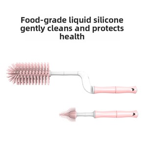 Manufacturer Wholesale 360-Degree Silicone <strong>Bottle</strong> <strong>Brush</strong> Set Baby <strong>Bottle</strong> Water Cup Cleaner Nipple Food Grade Cleaning <strong>Brushes</strong> - Product Image 4