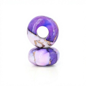 Natural 14x8mm Purple Violet Copper <b>Turquoise</b> Smooth Rondelle 5mm Hole Loose Gemstone European <b>Beads</b> Bracelet DIY Jewelry Making - Product Image 1