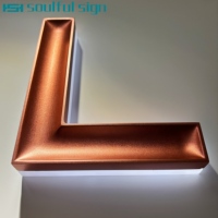 Logotipo retroiluminado de acero inoxidable 3D personalizado, letrero iluminado Led de superficie tallada curvada para logotipo comercial con diseño cóncavo especial