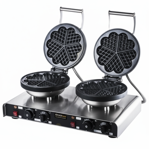 Kitchbox Gaufrier à fleurs industriel et commercial en acier inoxydable avec revêtement antiadhésif (lot de 2)-Garantie 1 an - Product Image 1
