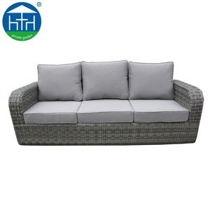 Elegante transversal de jardín al aire libre medio redondo sofá de ratán salón en mimbre tejido y de marco de aluminio - Product Image 5