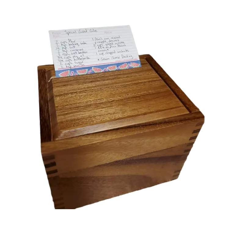 Деревянная коробка для рецептов акации с разделителем, 2 отсека, деревянная коробка для рецептов на заказ