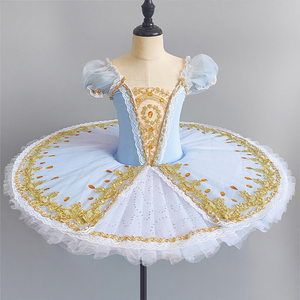 Falda de Tul de Ballet de Algodón para Niñas, Color Azul Claro con Lentejuelas, Tutú para Actuación en Jardín de Infancia - Product Image 2