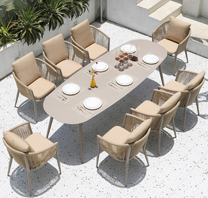 Muebles al aire libre ocio formas de madera de <span class=keywords><strong>teca</strong></span> jardín 6 sillones mesa de <span class=keywords><strong>comedor</strong></span> moderno - Product Image 2