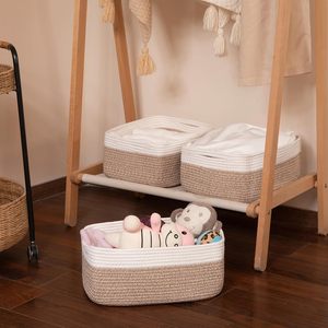 Cestas de Almacenamiento Tejidas con Cuerda de Algodón de 11.8'*8'*4.5\", Cestas Pequeñas para Organización de Armarios de Guardería - Product Image 6