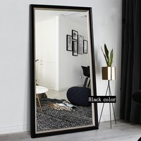 Miroir sur pied pleine longueur encadré en plastique, grand miroir de dressing Art Déco pour la décoration de la maison et de la chambre, portable et pliable