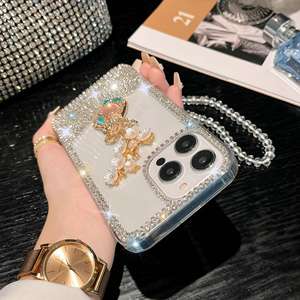 Luxe Strass Vase Couverture Mobile avec Cristal Perle Sangle Téléphone étui pour iphone 15 14 Samsung S24 S23 A34 A54 - Product Image 5