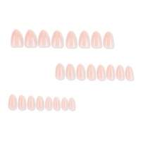 Kuku Palsu Jelly Nude Panjang Bentuk Almond, Mengkilap, Pink Transparan, Dapat Digunakan Kembali, Tip Kuku Tempel untuk Wanita, Tip Kuku Alami Bersih, Set 4425