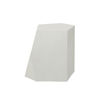 Table basse Kirkasa Farmhouse moderne et minimaliste en béton blanc, forme géométrique, structure métallique durable, garantie 1 an, mobilier de salon