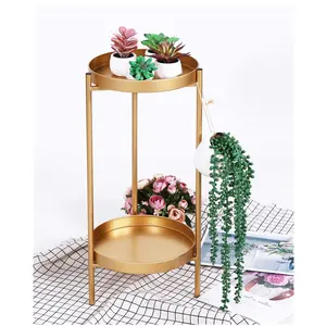 Hot Sale New Simple Style Gold Indoor Cast Iron Metal Garden Flower Stand Tall Plant Flower Pot Stand For Home Decor