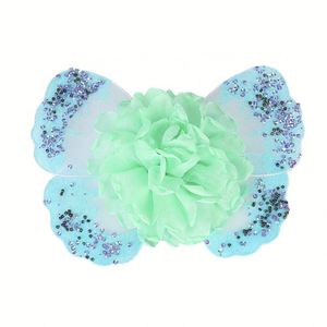 Alas de mariposa para niños, accesorio de fiesta de malla para niñas, alas de hadas de princesa con flor para niña - Product Image 6