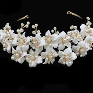 Csja — accessoires de <span class=keywords><strong>cheveux</strong></span> en porcelaine, bandeau de mariage, ornements de perles, fleurs, Design Unique, RE3959 - Product Image 5