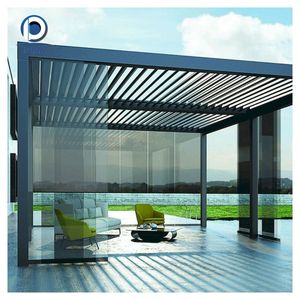 Pergola à toit à lames imperméable Prima - Pavillon extérieur en aluminium robuste avec rideaux - Product Image 5