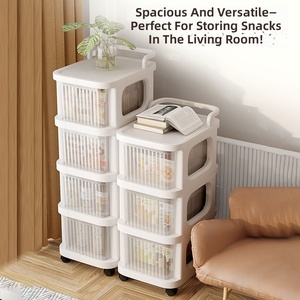 Boîte de rangement anti-poussière à 4 niveaux avec roulettes pour l'organisation des aliments dans la cuisine, design minimaliste, conteneur en plastique - Product Image 2