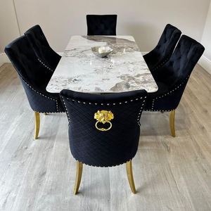 Meubles italiens, <span class=keywords><strong>table</strong></span> à <span class=keywords><strong>manger</strong></span> de luxe, plateau en verre trempé noir, <span class=keywords><strong>table</strong></span> à <span class=keywords><strong>manger</strong></span> moderne, <span class=keywords><strong>table</strong></span> à <span class=keywords><strong>manger</strong></span> dorée - Product Image 3