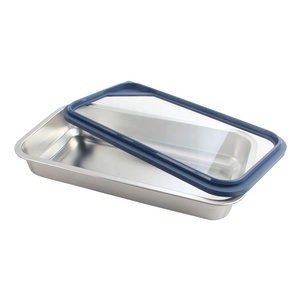 Boîte alimentaire rectangulaire en acier inoxydable avec couvercle transparent, compartiment unique, boîte à lunch - Product Image 6