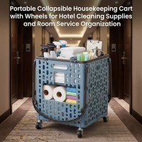 Panier de courses pliable en plastique durable avec 4 roues, écologique et facile à transporter pour l'utilisation en supermarché